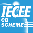 A blue background with green letters and the word iecee cb scheme.