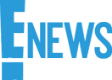 A green background with blue letters that say news.