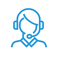 A blue pixel art icon of a person wearing headphones.