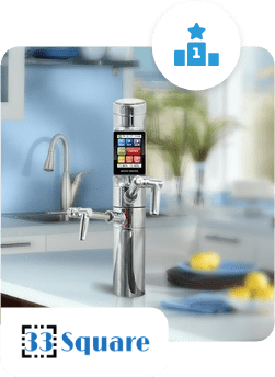 A smart phone is attached to the side of a faucet.