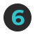 A green background with the number six in blue.